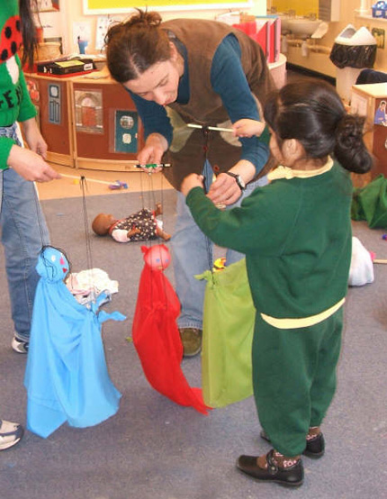 Puppet-making in a workshop